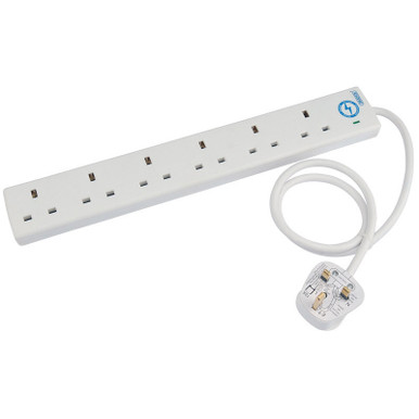 Draper - 6 Way 0.75 Metre Surge Protected Extension Lead