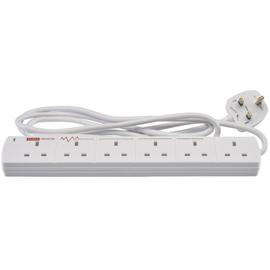 Draper - 6 Way Extension Lead with Surge Protection 2m