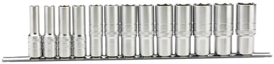 Draper - 1/2inch Sq. Dr. Imperial Deep socket on a Metal Rail (13 Piece)