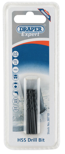 Draper - 2.0mm HSS Drills Card Of 10