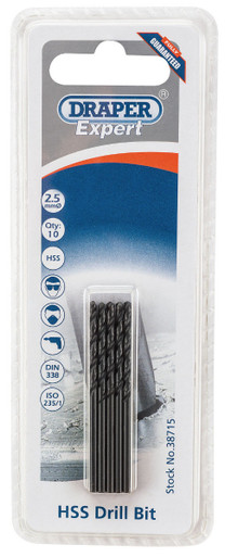 Draper - 2.5mm HSS Drills Card Of 10