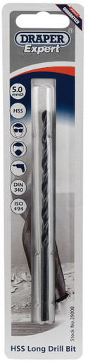 Draper - 5.0 x 132mm HSS Extra Long Drill Bit