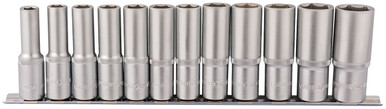 Draper - 1/2inch Sq. Dr. Deep Socket Set on Metal Rail (12 Piece)