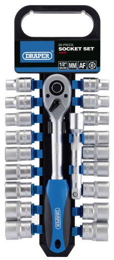 Draper - 1/2inch Sq. Dr. Combined MM/AF Socket and Ratchet Set (20 Piece)