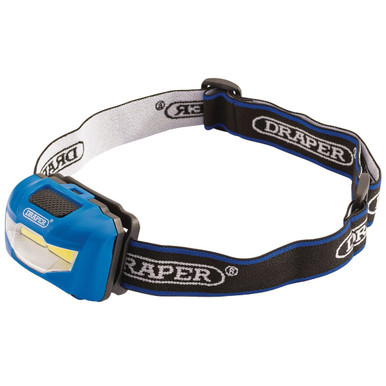 Draper - 3W COB LED Head Torch 3 x AAA Batteries Supplied