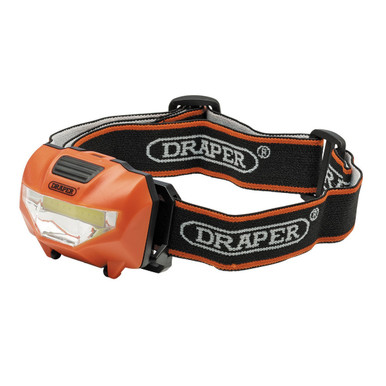 Draper - 3W COB LED Head Torch 3x AAA Batteries Supplied