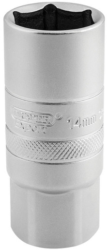Draper - 1/2inch Sq. Dr. 14mm Thread 6 Point Satin Chrome Spark Plug Socket (21mm Socket)