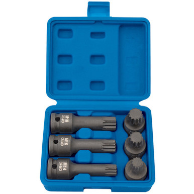 Draper - 1/2inch Sq. Dr. Impact Spline Bit Set (6 Piece)