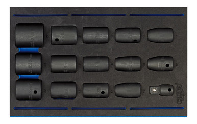 Draper - 1/2inch Sq. Dr. Impact Socket Set in 1/4 Drawer EVA Insert Tray (15 Piece)