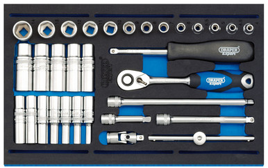 Draper - 1/4inch Socket Set in 1/4 Drawer EVA Insert Tray (32 Piece)