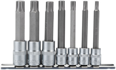 Draper - 3/8inch 1/2inch Sq. Dr. Ribe. Socket Bit Set 7 Piece