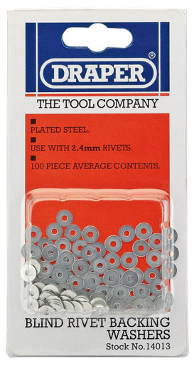Draper - 100 x 2.4mm Rivet Backing Washers