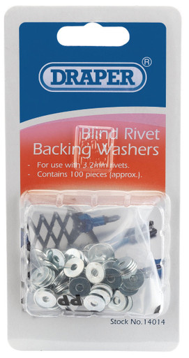 Draper - 100 x 3.2mm Rivet Backing Washers