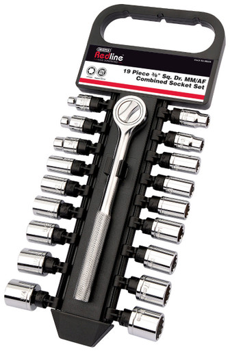 Draper - 3/8inch Sq. Dr. MM/AF Combined Socket Set 19 Piece
