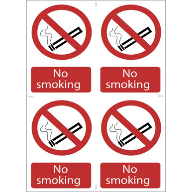 Draper - 4 x 'No Smoking' Prohibition Sign