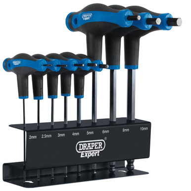 Draper - Soft Grip 'T' Handle Hexagon and Ball End Key Set 8 Piece