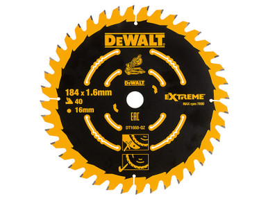 DeWALT Cordless Mitre Saw Blade For DCS365 184 x 16mm x 40T