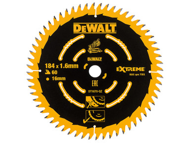 DeWALT Cordless Mitre Saw Blade For DCS365 184 x 16mm x 60T