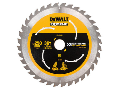 DeWALT Extreme Runtime FlexVolt Mitre Saw Blade 250 x 30mm x 36T