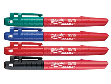 Milwaukee Hand Tools INKZALL Fine Tip Marker Assorted Colours (Pack 4)