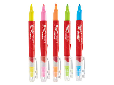 Milwaukee Hand Tools INKZALL Highlighter Assorted Colours (Pack  5)