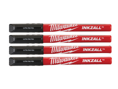 Milwaukee Hand Tools INKZALL Ultra Fine Tip Pen Black (Pack 4)