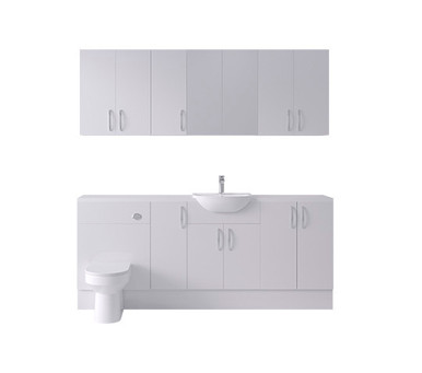 Connect G/W 1900mm Pack Basin WC 3 Cup Wall plus Tall Cupboard