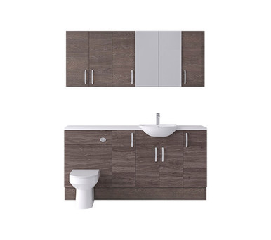 Connect N/Wd 1600mm Pack Basin WC 2 Cup Wall plus Tall Cupboard