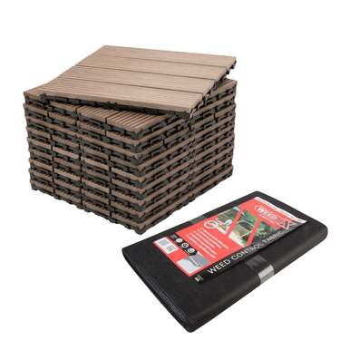 AB Fusion Composite Decking Tiles Walnut Tiles Bundle