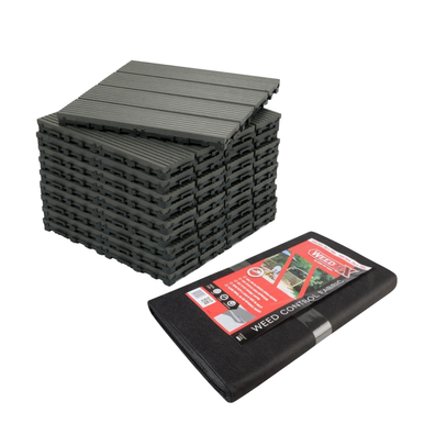 AB Fusion Composite Decking Tiles Anthracite Grey Bundle