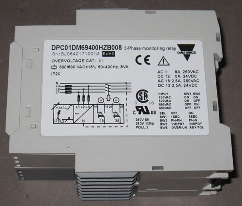 DPC01DM69400HZ-B008 - 3-Phase Monitoring Relay, 600/690V 50-400Hz (Carlo Gavazzi)