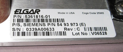 5361816-01 (Elgar), 54 93 973 E (Siemens) Power Supply