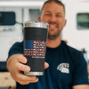 Life is Better at The Campsite 20 oz. Stainless Steel Tumbler, RV U.S. Flag on Charcoal