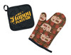 Life is Better at the Campsite Oven Mitts / Pot Holders - Red Plaid 'My Happy Place'