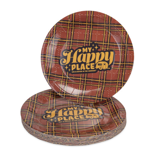 Life is Better at the Campsite Paper Plates, Large, Red Plaid