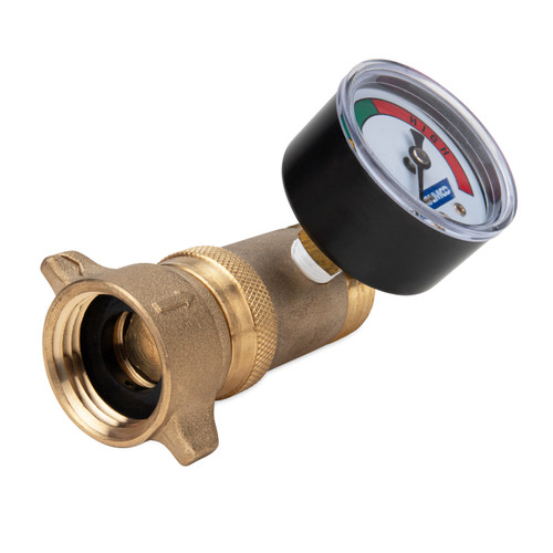 Camco Brass RV Water Pressure Regulator with Gauge