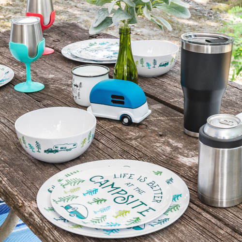 Camping Plates Camco Campsite Dishware Set 12-Piece Melamine