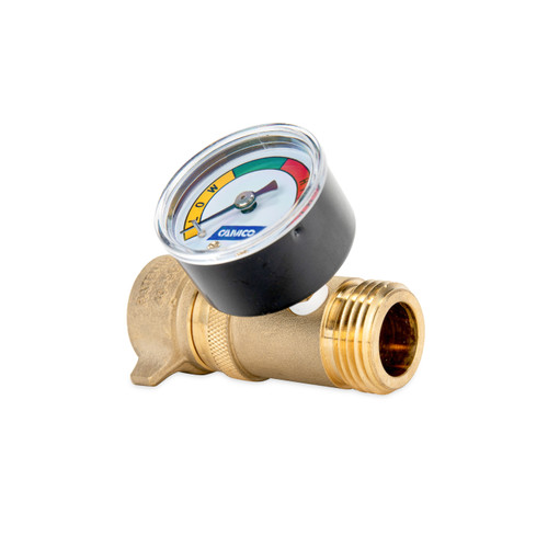 Camco RV Brass Water Pressure Regulator with Gauge 