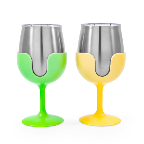 Life is Better at the Campsite Wine Tumblers, 2-Pack (Green/Yellow)