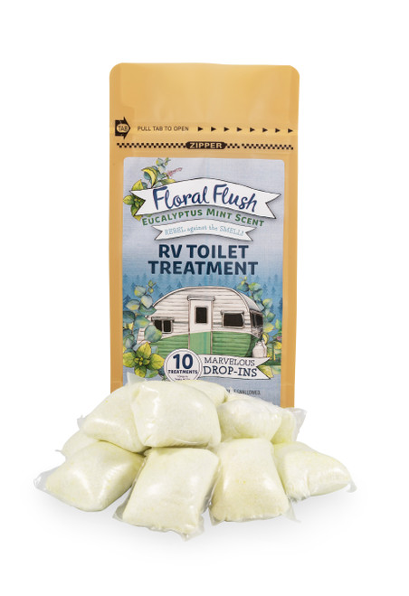 Camco Floral Flush RV Toilet Treatment Drop-INs - Eucalyptus Mint