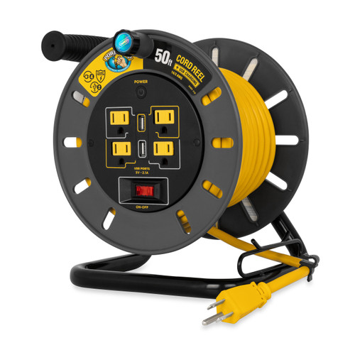Power Grip RV Extension Cord Reel with USB Charging Port - 50 ft