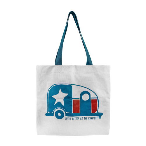 Life is Better at the Campsite Tote Bag, Texas Flag Mini Camper