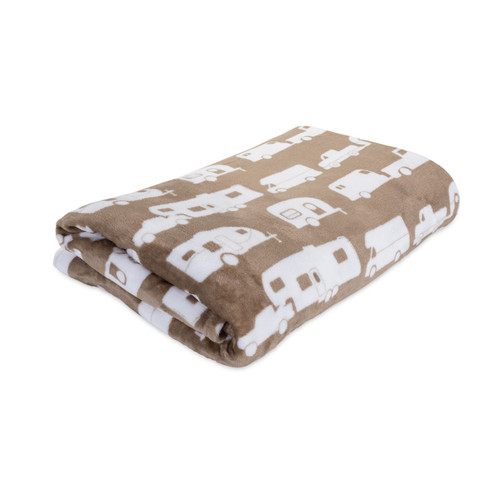 Life is Better at the Campsite Fleece Blanket, Greige, Queen