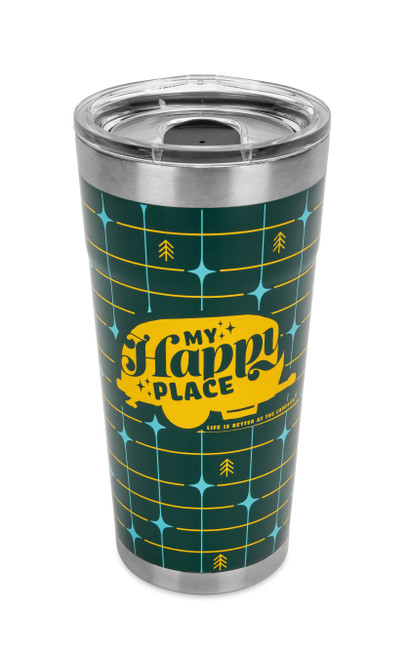 Life is Better at the Campsite 20 oz. Wrapped Tumbler, Green Grid