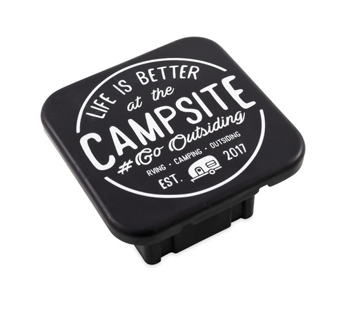 Life is Better at the Campsite Hitch Receiver Cover, Emblem, Black/Silver