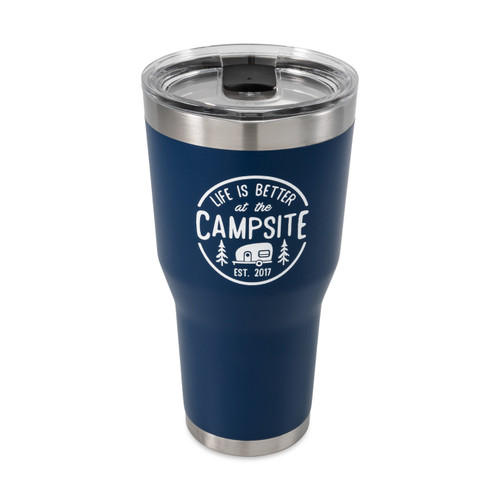 Life is Better at The Campsite 30 oz. Stainless Steel Tumbler, Navy