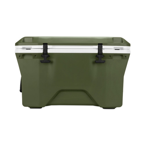 Camco Currituck 30-Quart Premium Cooler \u0026 Ice Chest | Features Ice Retention Up to 10 Days, Holds Up to 28 Cans and More, and has Slots for Camping Accessories and Fishing Gear | Gator Bone (51719)