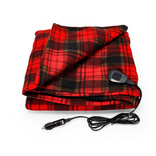 Heated Blanket, 12Volt, 59\u0022 x 43\u0022, Red/Black Plaid