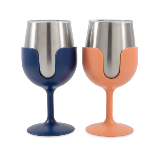 Life is Better at the Campsite Wine Tumblers, 2-Pack (Navy/Peach)