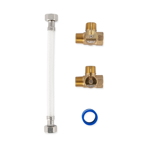 Camco Supreme Permanent RV Water Heater By-Pass Kit with Brass Valves, 8-Inch Hose